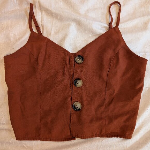 Burnt orange button up blouse - Picture 1 of 5
